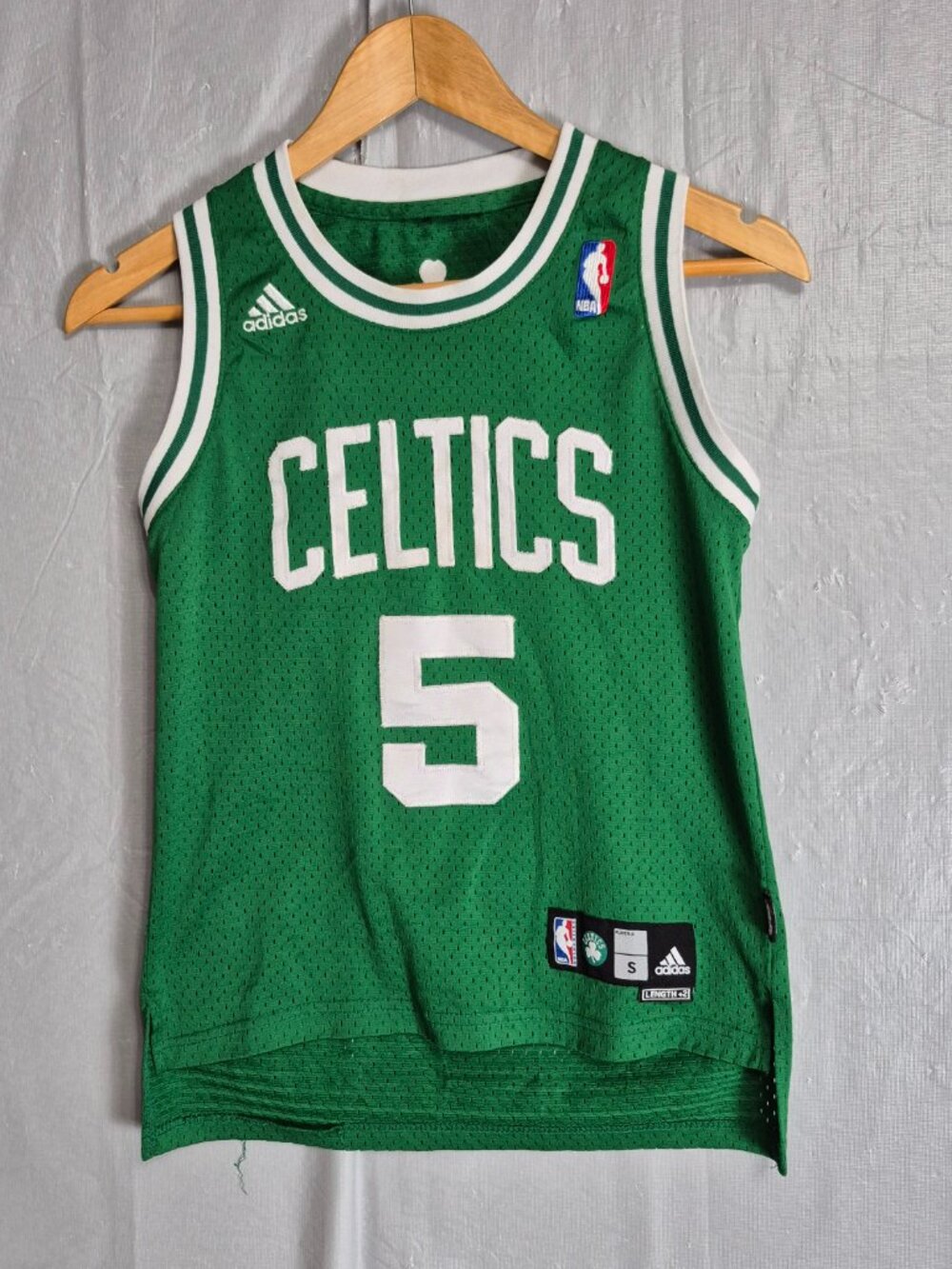 Adidas Youth Small Boston Celtics Kevin Garnett 5 Jersey Green Mesh Length +2